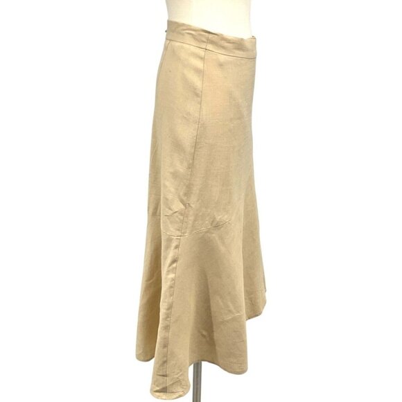 Cuyana Linen Ruffle Wrap Skirt Beige Size S Mid Length Asymmetrical - Picture 6 of 9